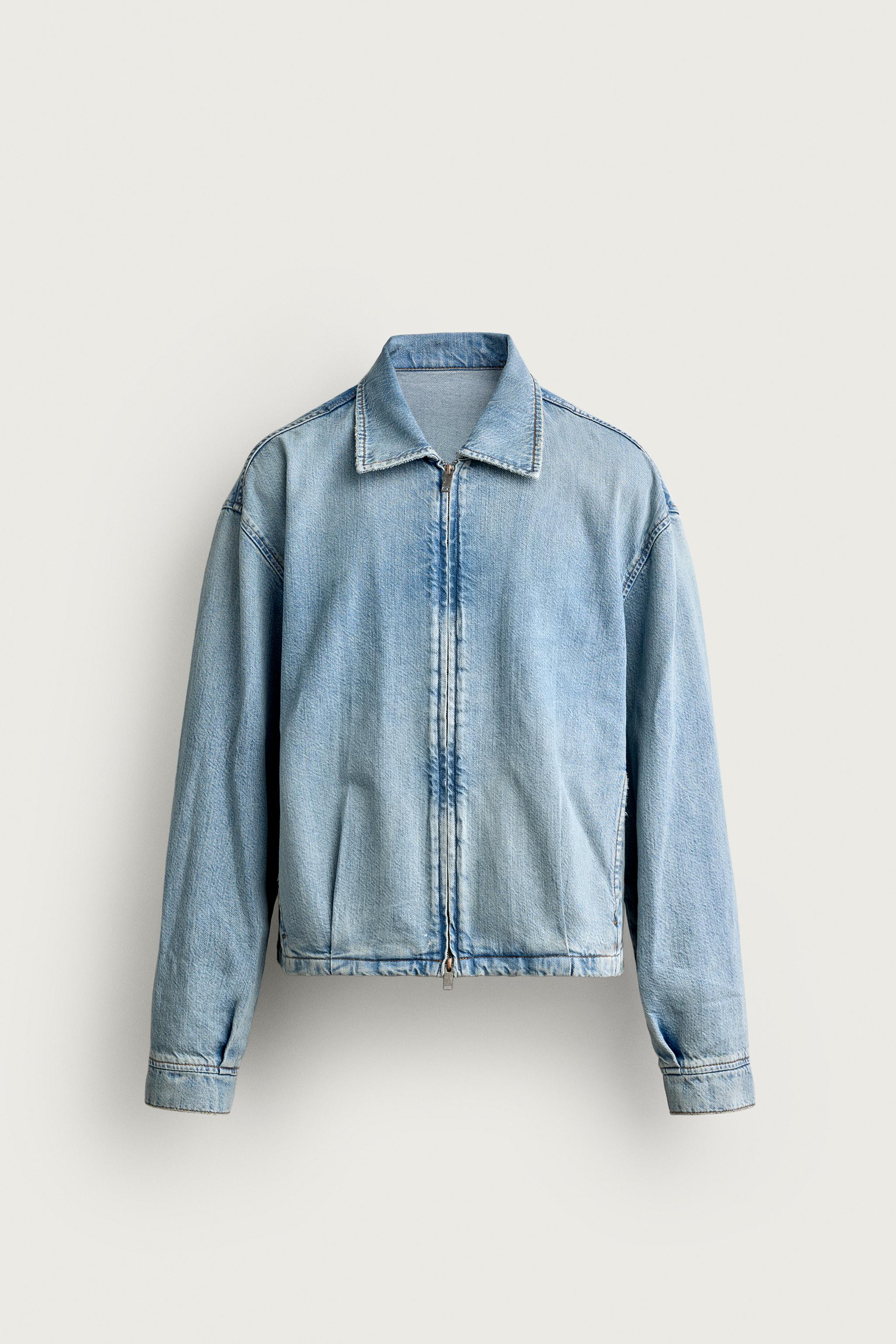WASHED DENIM ZIP-UP JACKET